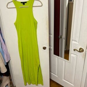 French Connection, Size L, neon green jersey tank midi dress with slit